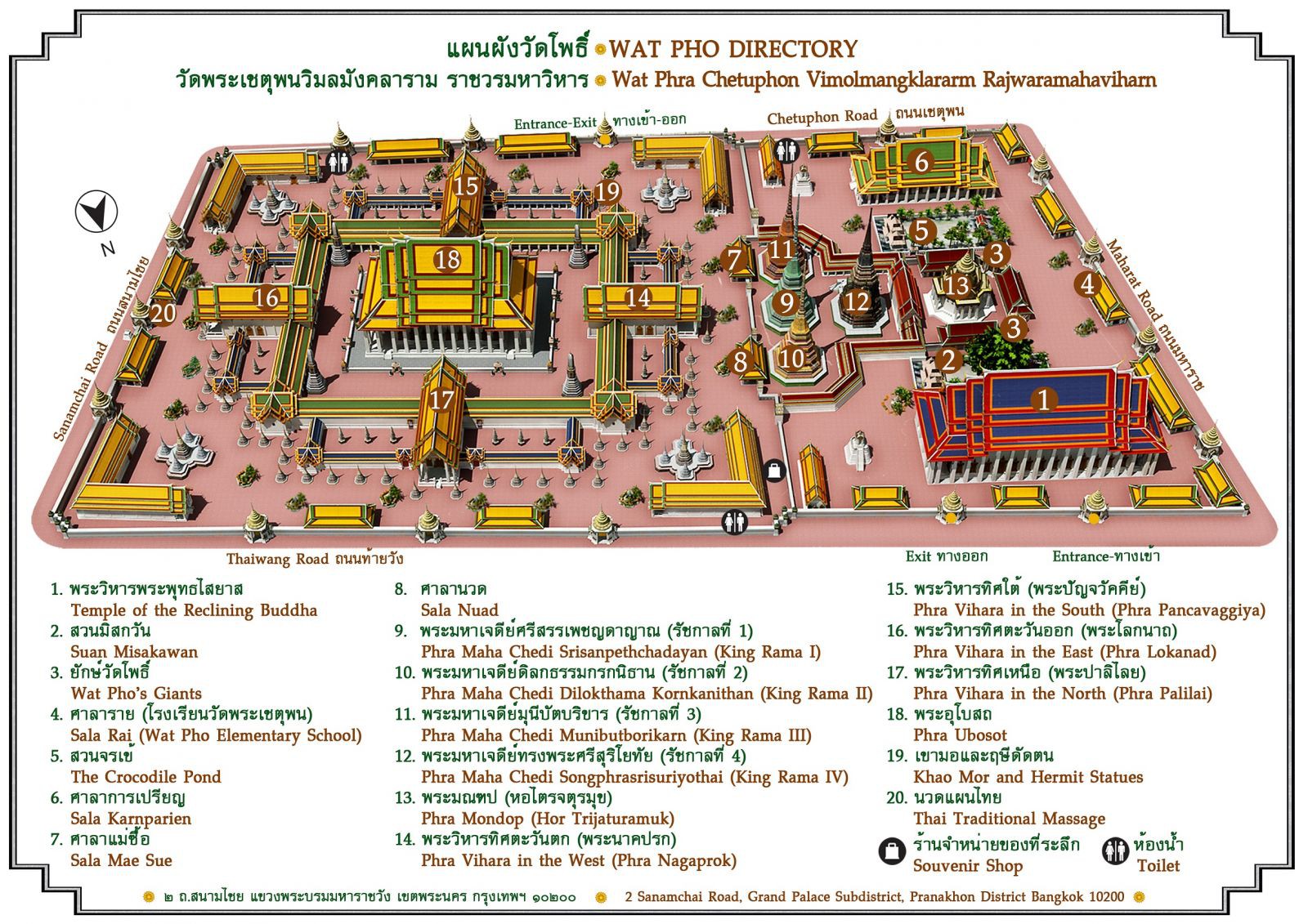 Plano Templo Wat Pho - Bangkok - Tailandia - Asia